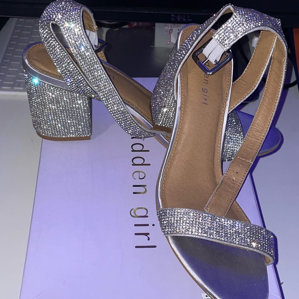 Madden Girl rhinestone block heels